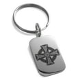 thumbnail image 1 of Stainless Steel Celtic Cross Rune Knot Engraved Small Rectangle Dog Tag Charm Keychain Keyring, 1 of 1