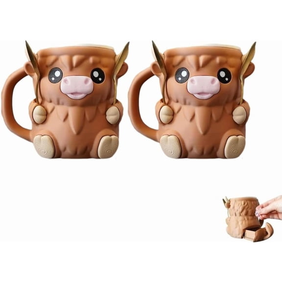 Aorsher Highland Cow Ice Cream Pint Holder, Insulated Popsicle & Beer Can Cooler Sleeve, Cute Cow Print Leak, Proof Cozy Cover with Handle, Perfect Gift for Highland Cow Lovers (1PC, Light Brown)