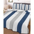 thumbnail image 2 of Quilts Twin XL Size, Navy Blue Grey Stripe Soft Comforter Bedding Set for Bed, Modern Farmhouse Vertical Striped Lightweight Quilted Bedspread with Pillow Cover(2 Pieces) for All Season, 68x98 Inch, 2 of 6