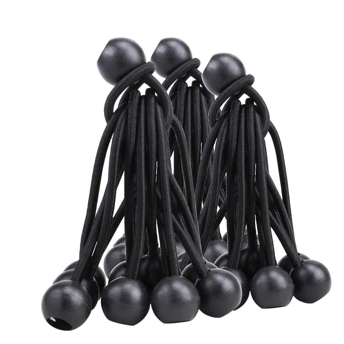 Bungee Balls, Black Ball Bungee Heavy Duty Heavyweight 4 inches Tarp Bungee Cords, Weather Resistant Tie Down Strap 4mm Thickness - for Camping, Tents, Cargo, Holding Wire and Hoses