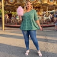 thumbnail image 3 of Agnes Orinda Women's Plus Size V Neck Floral Ruffle Sleeves Summer Babydoll Blouses 1X Green, 3 of 8