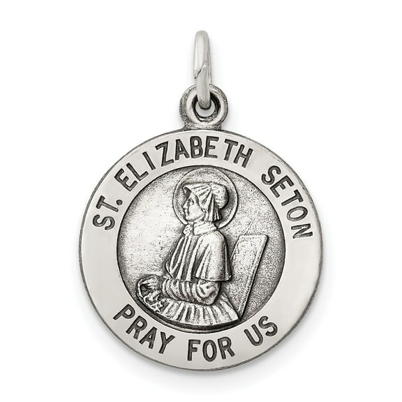 Sterling Silver St Elizabeth Seton Medal Pendant Necklace for Women and Men Catholic Christian Jewelry with Saint Symbol of Faith Devotion and Protection