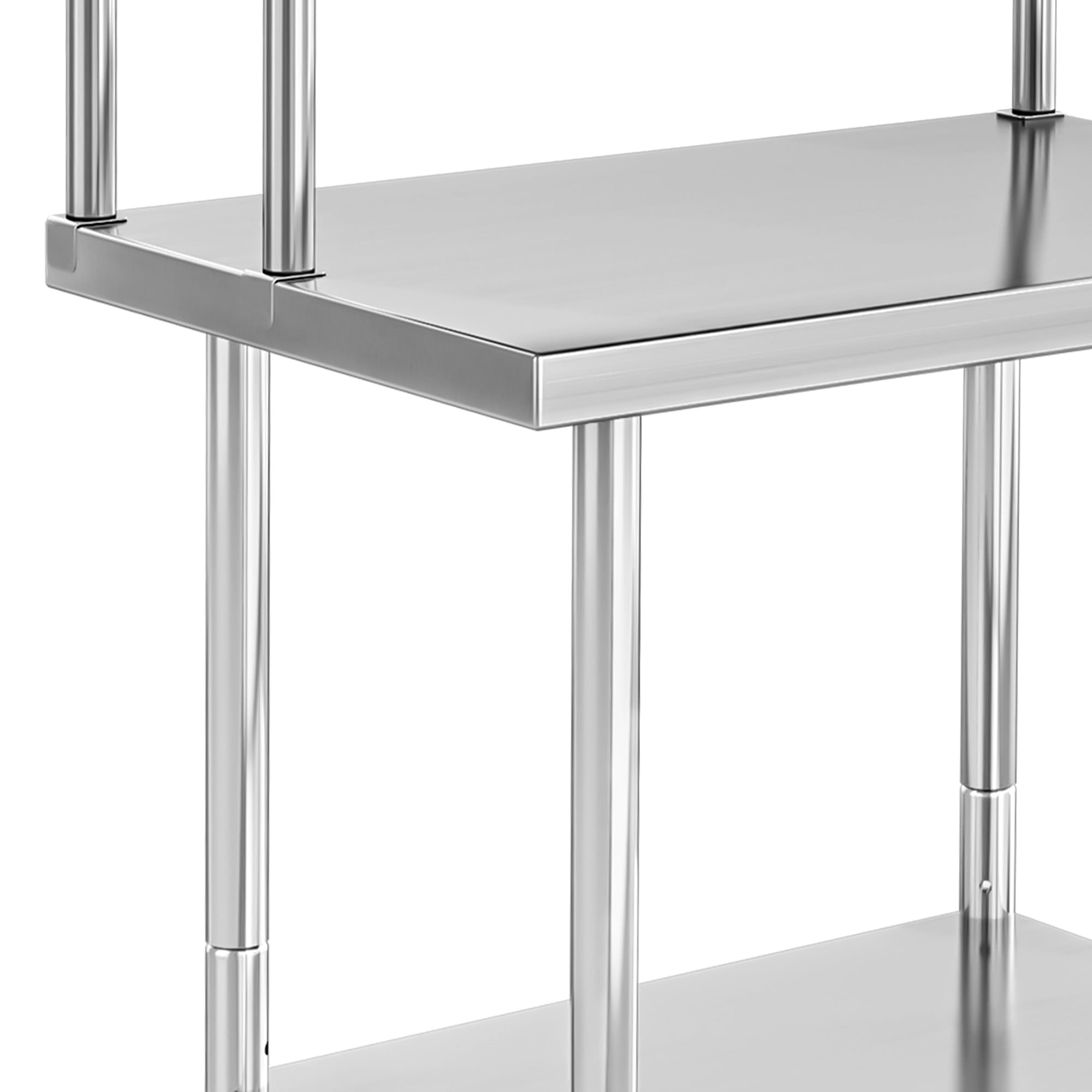 Uforic Stainless Steel Table with Overshelves, 30" X 24" Work Table with 30" X 12" Shelf, Metal Table Prep Table for Home Kitchen Restaurant Garage Warehouse
