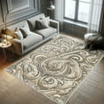 thumbnail image 5 of Ambesonne Paisley Decorative Rug Carpet, Ethnic Tangled Neutral Tone, 5' 1" X 7' 5", Dark Eggshell Tan and Grey, 5 of 5