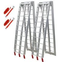 【LuckyNote】7.5FT Aluminum Loading Ramps, 1500 lbs Capacity Motorcycle & ATV Ramps for Pickup Trucks, Heavy-Duty Yet Lightweight with Safety Straps, Silver (1-Pair)