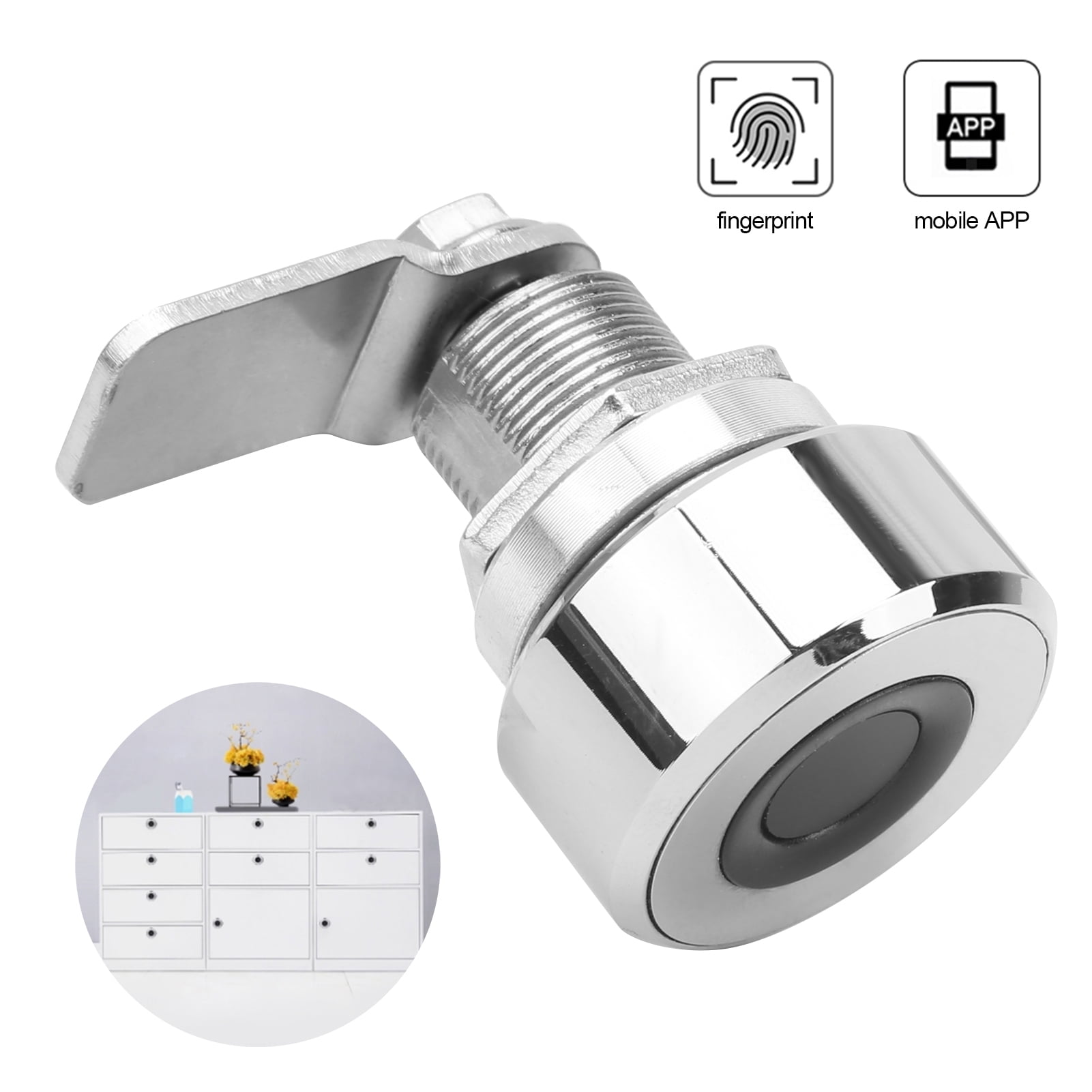 YAHHU Smart Cabinet Keyless Lock Fingerprint Bluetooth APP Remote Unlock Security Device for Drawer Safe File Box