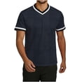 thumbnail image 2 of Kojanyu Men's V-Neck Short Sleeve Shirts Contrast Trim Ringer Tees 2026 Casual Summer Tops Plus Size S-3XL, 2 of 7
