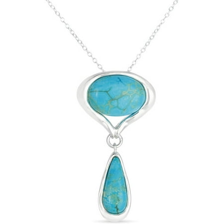 Turquoise Sterling Silver Pendant, 18