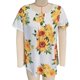 thumbnail image 1 of Camiseta de verano para mujer, blusas casuales plisadas con botones delanteros de manga corta para uso diario, 1 of 2
