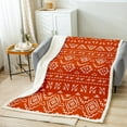 thumbnail image 4 of Bohemian Geometric Fleece Bed Blanket 40"X50" Western Aztec Throw Blanket for Kids Adults Rustic Farmhouse Sherpa Blanket Exotic Exotic Tribal Flannel Blanket Lightweight Orange, 4 of 6