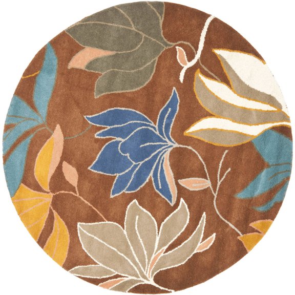 SAFAVIEH Soho Keith Floral Wool Area Rug, Brown/Multi, 6' x 6' Round