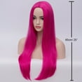 thumbnail image 6 of RightOn 25" Hot Pink Wig Long Straight Wig Rose Red Wig Charming Women Girls Straight Wigs for Cosplay Party or Daily Use Wig Cap Included, 6 of 7