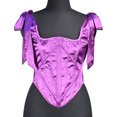 thumbnail image 3 of Elainilye Fashion Corset Tops for Women Casual Sexy Eyelet Lace-up Floral Print Fishbone Court Vintage Corset Bustier Shapewear,Purple, 3 of 9