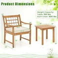 thumbnail image 3 of Costway 3 Pieces Acacia Wood Patio Bistro Set Outdoor Conversation Set with Cushions Off White, 3 of 10