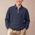 thumbnail image 2 of StSilkitty Kids Long Sleeve Golf Shirts Quarter Zip Collared School Uniform Dress Shirts Lightweight Soft Comfy Tees, 2 of 9