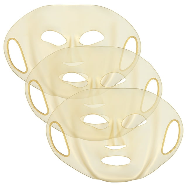 Masque Facial en Silicone Réutilisable Doré pour Soins de la Peau Accessoires de Beauté Design Pliable 3 Pcs