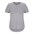thumbnail image 5 of Women's Summer T-Shirts Fashion Side Slits Shirts Round Neck Short Sleeve Blouses Casual Loose Solid Color Women Pullover Top, 5 of 7