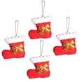 thumbnail image 2 of Dianli 4-Piece Christmas Boot Ornaments with Red Bow Festive Hanging Decor Set for Holiday Tree Wreath and Home Seasonal Decoration Accessories, 2 of 9