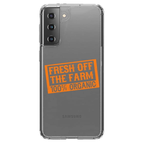 DistinctInk Clear Hybrid Case for Samsung Galaxy S21 (6.2" Screen) - Fresh Off the Farm 100% Organic - Lightweight Grip