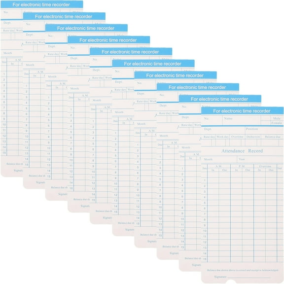 WHAMVOX FRCOLOR 100 Sheets Double Sided Time Paper Cards for Attendance