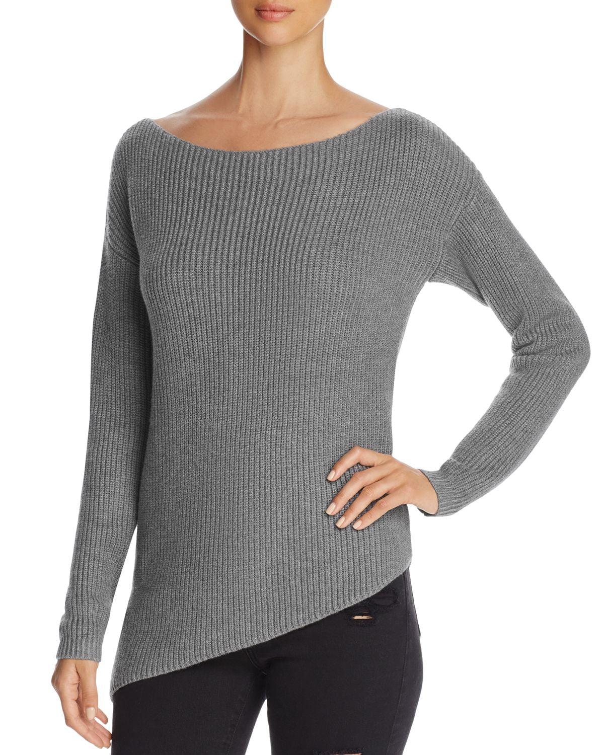 Marled Asymmetric Hem Sweater – 100% Exclusive (Gray, L) - Walmart.com