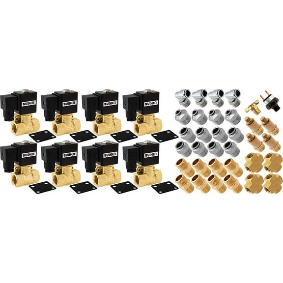 Vixen Air 1/2" NPT Air Ride Suspension High Flow Electric Air Valves/Solenoids 250 PSI Four Corners with Fittings VXK1209