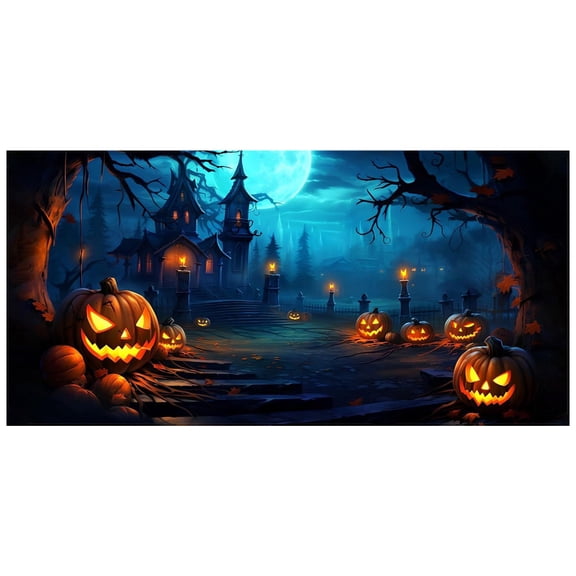 Clearance Under $9 Halloween Decor, Style A Garage Door Cover, 1PC Large Hanging Pumpkin Wall Banner, Polyester Outdoor Yard Decoration