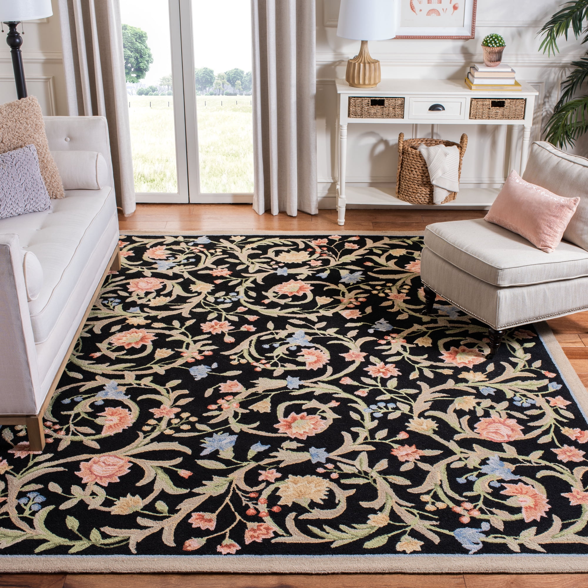 Safavieh Chelsea Baxter Bordered Wool Area Rug, Black, 8' x 10'