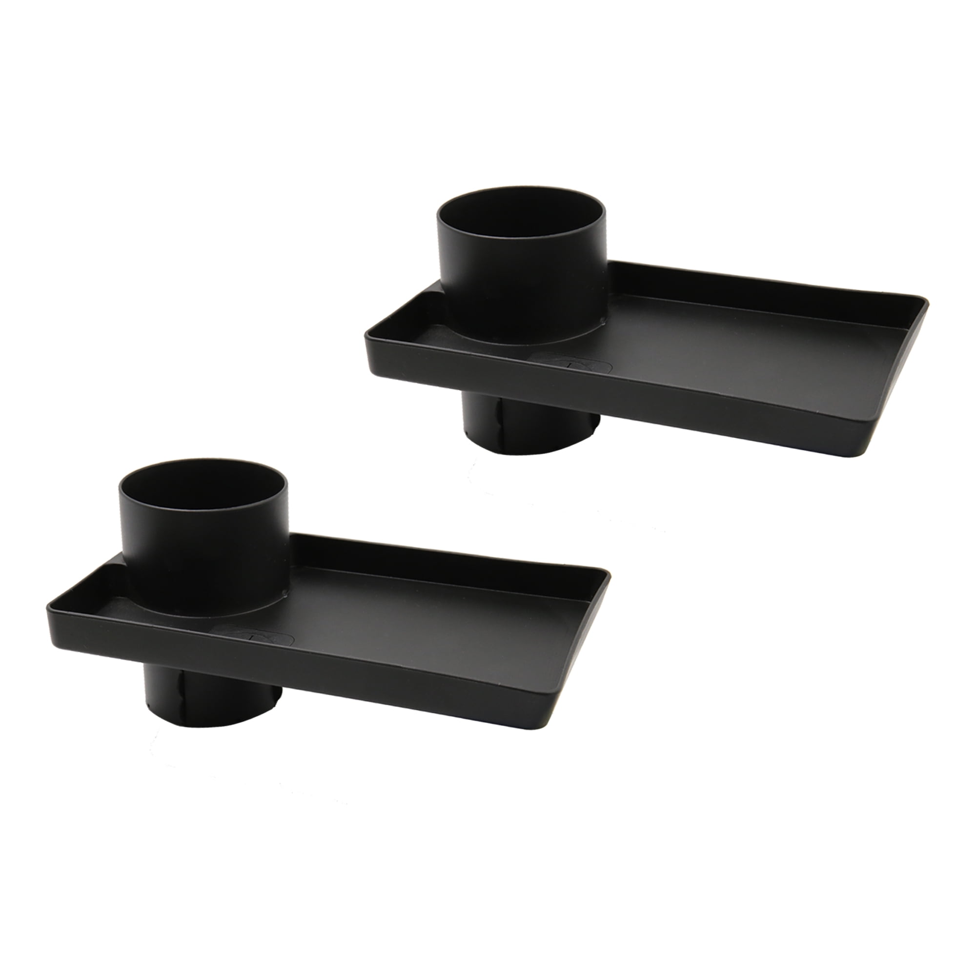 2pcs Black Plastic Cup Stand Bottle Holder Snack Food Drink Tray