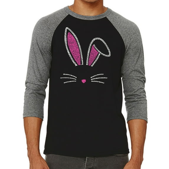Men's Raglan Baseball Word Art T-shirt - Bunny Ears