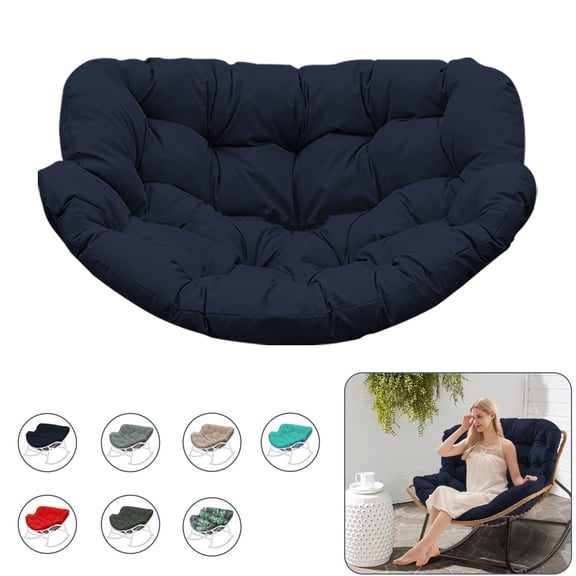 SDJPOI Outdoor Patio Rocking Chair Cushion, Waterproof & Fade Resistant Tufted Egg Chair Cushion with 6 Straps, Wicker Papasan Chair Cushion for Indoor & Outdoor