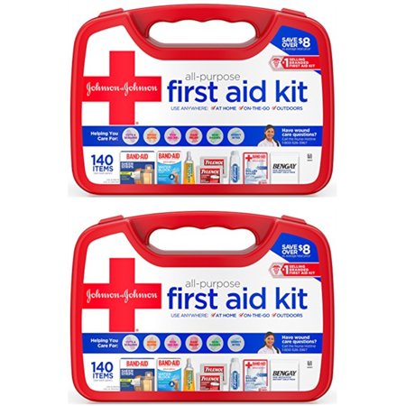 2 Pk Johnson & Johnson All Purpose First Aid Kit Emergency Survival Gear 140 Pc