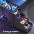thumbnail image 6 of Gaming Desk with LED Lights, Large PC Gamer Desk Workstation with 8 Drawers and Storage Shelves, 6 of 8