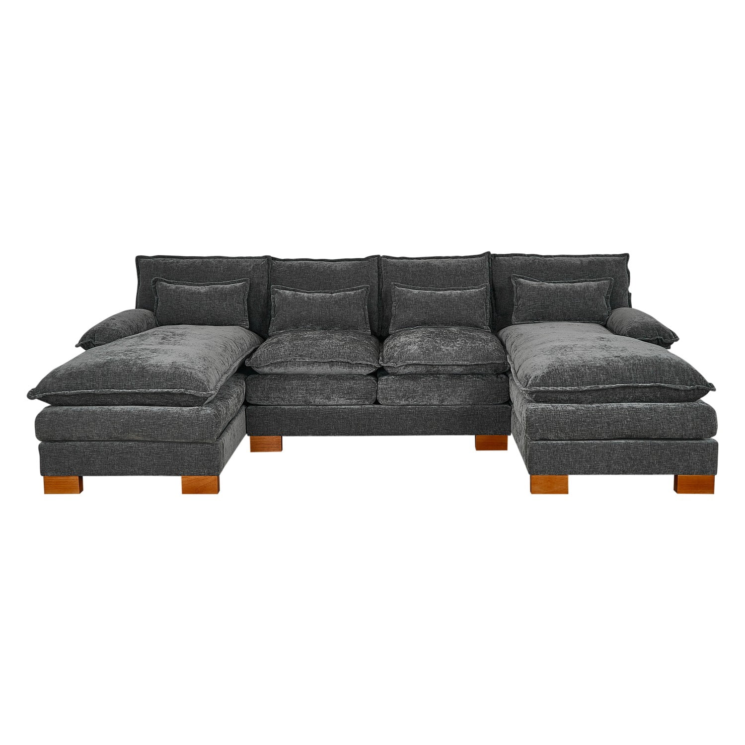 Gewnee Oversize Luxury U-Shaped Chenille Sectional Sofa Couch with Double Chaise and Pillows ,4 Seat Modular Sofa Couches for Living Room