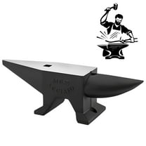 Cast Steel Blacksmith Anvil, 88LBS Single Iron Anvil - High Hardness Forging Anvil, Large Countertop and Stable Base with Round Horn & Hardy Hole for Metal Bending, Metalworking, Shaping & Riveting