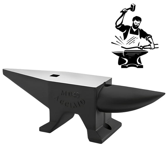 Cast Steel Blacksmith Anvil, 88LBS Single Iron Anvil - High Hardness Forging Anvil, Large Countertop and Stable Base with Round Horn & Hardy Hole for Metal Bending, Metalworking, Shaping & Riveting