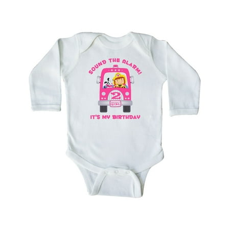 

Inktastic Fire Truck Girl 2nd Birthday Gift Baby Girl Long Sleeve Bodysuit