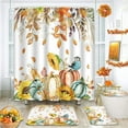 thumbnail image 3 of Halloween Pumpkin Shower Curtain Set with Toilet Lid Cover and Non-Slip Rugs, Ghost Cat Skull Cute Fall 4 Pcs Shower Curtains for Bathroom, Trick Treat Bathroom Decor Accessories Set, 3 of 7