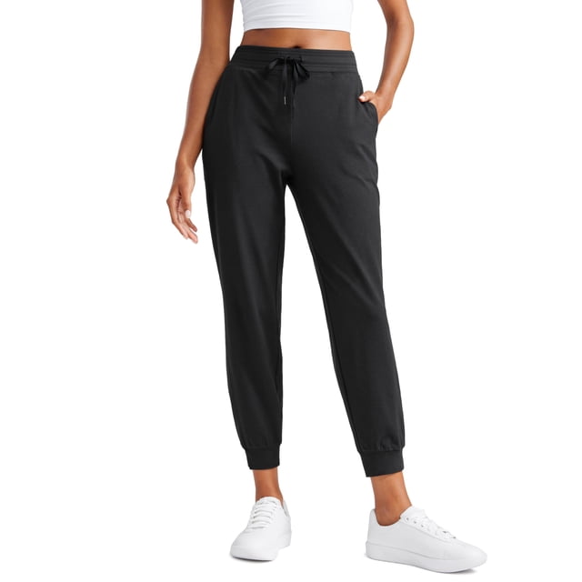 Pantalones deportivos CRZ YOGA Cloud Jersey para mujer, color negro, 25 pulgadas