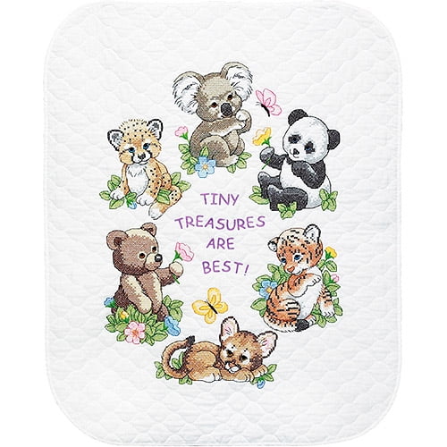 Baby Hugs& Baby Animals Quilt Stamped Cross-Stitch Kit, 34