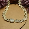 thumbnail image 5 of 15.25 Ct Lab Created Moissanite Diamond 12MM Width Cuban Link Chain Necklace In 14K Yellow Gold Over Sterling Silver 16" Length(Color G-H,Clarity VVS1), 5 of 8