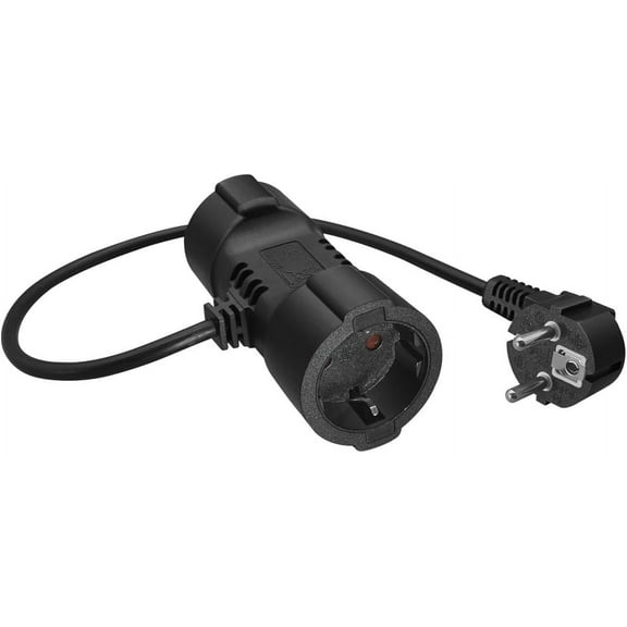 Europe CEE7/7 Schuko 1 to 2 Outlet Power Cord Splitter Extension Cord,T-Shaped 1-to-2 Power Cord Euro Schuko Plug CEE7/7 Male to 2X Schuko Socket Female Y Splitter Cord (Black, 1.6ft/0.5m)