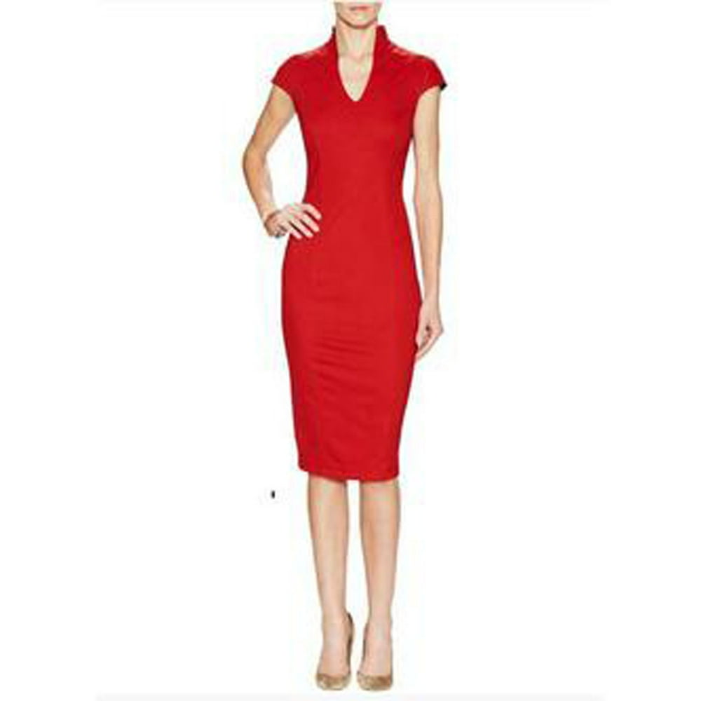 alexia admor zahara v neck midi with bow