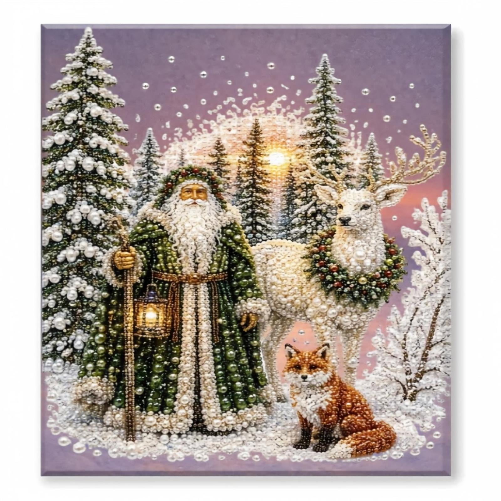 Christmas Diamond Painting Kit DIY 5D Full Drill Rhinestone Art Craft for Adults and Kids Festive Home Decor Holiday Gift Stress Relief Hobby Family Activity