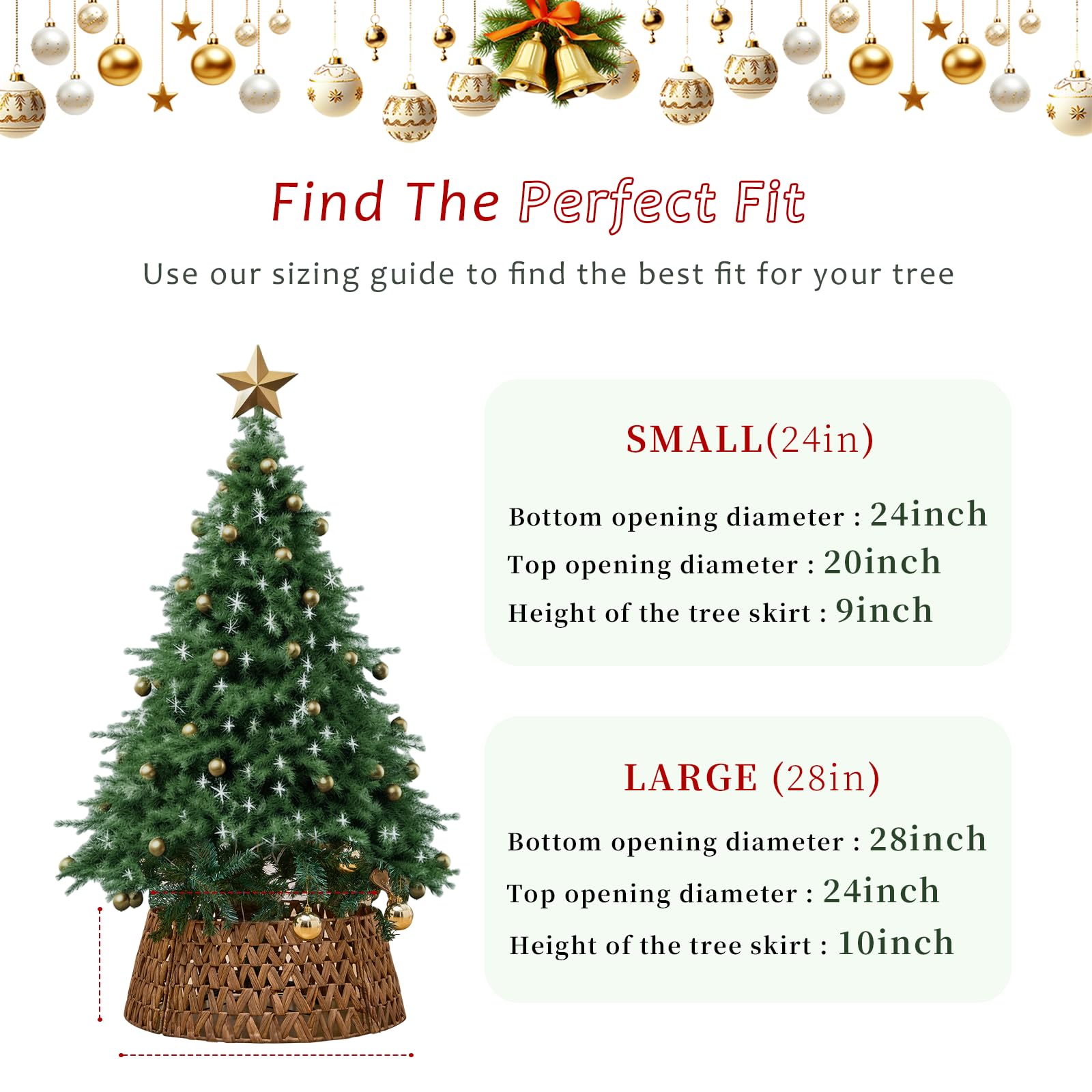 Hand-Woven Natural Water Hyacinth Christmas Tree Collar - Cord Cutout Design, Rustic Eco-Friendly Holiday Decor for Home