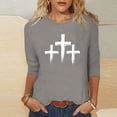 thumbnail image 2 of successthop Easter Clothes Women Cross Print Casual 3/4 Sleeve Holiday T Shirt Crewneck Tops Summer Vacation Clothes L, 2 of 6