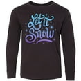 thumbnail image 3 of Inktastic Winter Let It Snow Lettering in Blue with Snowflakes Long Sleeve Youth T-Shirt, 3 of 5
