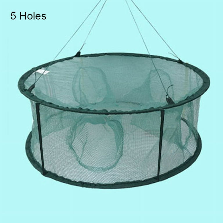 Automatic Fishing Net Trap Cage Round 5 Holes Automatic Fishing Net Trap  Cage Round Shape Opening for Crabs Crayfish Lobster New 