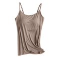 thumbnail image 4 of UoCefik Women Tank Tops With Built In Bras Summer Adjustable Spaghetti Strap Camisole Tops Plus Size Padded Bra Undershirts Cotton Yoga Tops Khaki XXL, 4 of 6