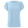 thumbnail image 5 of vigerkar Women 2025 Summer V Neck Ruffle Short Sleeve Blouse Swiss Dot Flowy Shirt Tunic Top Light Blue, S, 5 of 5